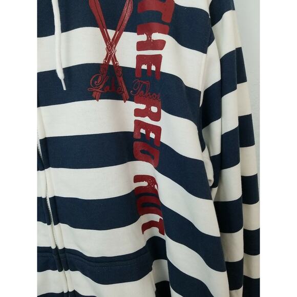 Tipsy Lake Tahoe The Red Hut White & Blue Striped Hoodie Size 2XL 30421-0198 - Picture 2 of 7